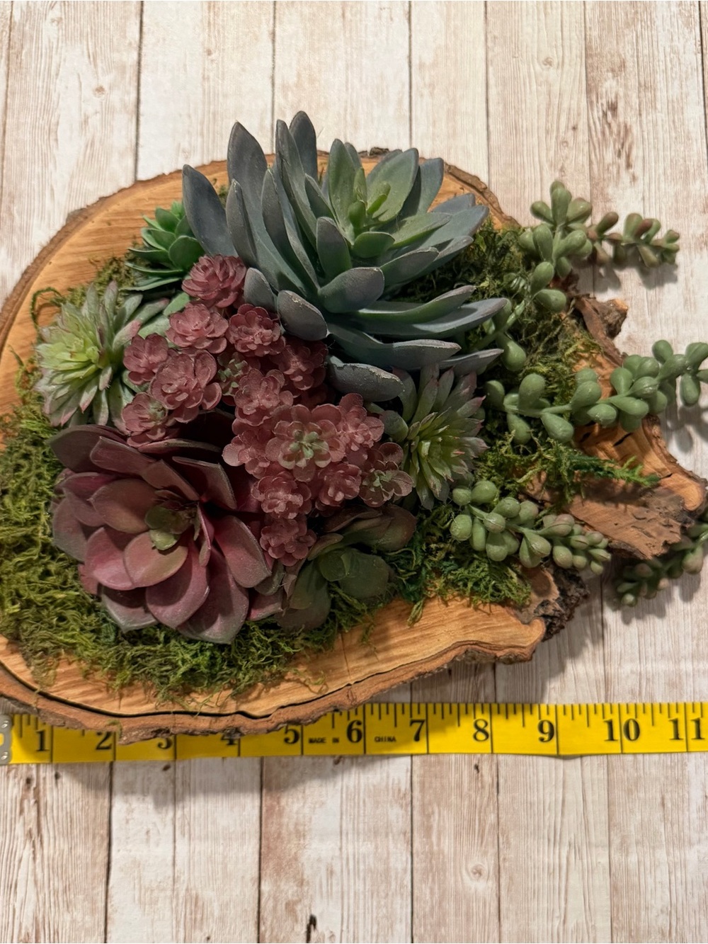 Faux Succulent Centerpiece in Green and Burgundy - Picture 4 of 5